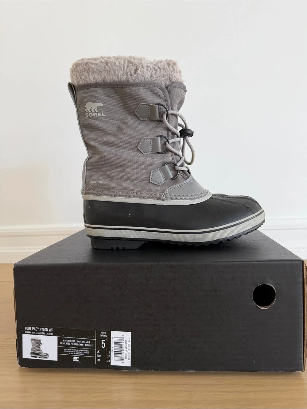 Sorel Kids' Grey Winter Snow Boots with Shearling Collar